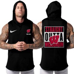 Wisconsin Badgers |Custom Name Hooded Tank Top For Fans