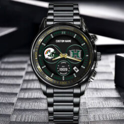Hawaii Rainbow Warriors Black Stainless Steel Watch - Custom Name 58437