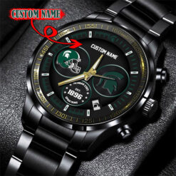 Michigan State Spartans Black Stainless Steel Watch - Custom Name 58437