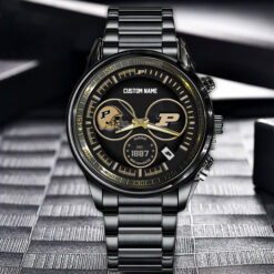 Purdue Boilermakers Black Stainless Steel Watch - Custom Name 58437