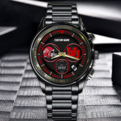 Utah Utes Black Stainless Steel Watch - Custom Name 58437