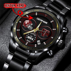 Texas A&M Aggies Black Stainless Steel Watch - Custom Name 58437