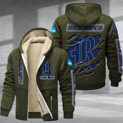 Rice Owls DMTZ1793 Hoodie Zip Velvet Coat