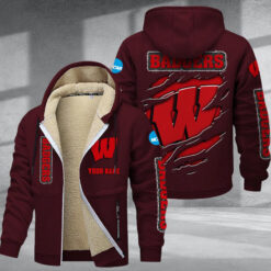 Wisconsin Badgers DMTZ1732 Hoodie Zip Velvet Coat