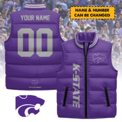 Kansas State Wildcats - Personalized Unisex Sleeveless Puffer Jacket FT91225