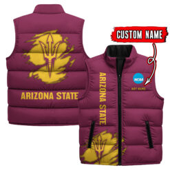 Arizona State Sun Devils - Custom Name Unisex Sleeveless Puffer Jacket FT91825