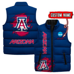 Arizona Wildcats - Custom Name Unisex Sleeveless Puffer Jacket FT91825