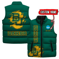 Baylor Bears - Custom Name Unisex Sleeveless Puffer Jacket FT91825