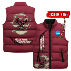 Boston College Eagles - Custom Name Unisex Sleeveless Puffer Jacket FT91825