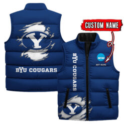 BYU Cougars - Custom Name Unisex Sleeveless Puffer Jacket FT91825