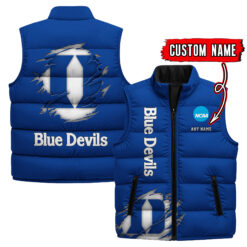 Duke Blue Devils - Custom Name Unisex Sleeveless Puffer Jacket FT91825