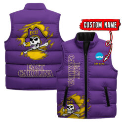 East Carolina Pirates - Custom Name Unisex Sleeveless Puffer Jacket FT91825
