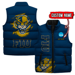 FIU Panthers - Custom Name Unisex Sleeveless Puffer Jacket FT91825