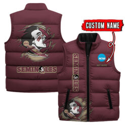 Florida State Seminoles - Custom Name Unisex Sleeveless Puffer Jacket FT91825