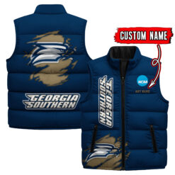 Georgia Southern Eagles - Custom Name Unisex Sleeveless Puffer Jacket FT91825