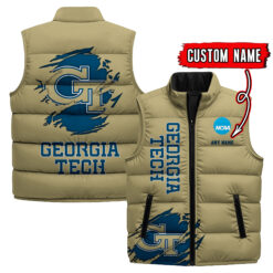 Georgia Tech Yellow Jackets - Custom Name Unisex Sleeveless Puffer Jacket FT91825