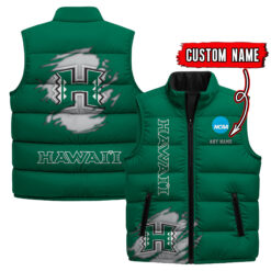Hawaii Rainbow Warriors - Custom Name Unisex Sleeveless Puffer Jacket FT91825