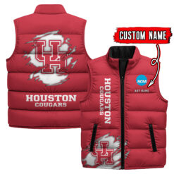 Houston Cougars - Custom Name Unisex Sleeveless Puffer Jacket FT91825