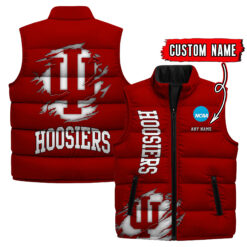 Indiana Hoosiers - Custom Name Unisex Sleeveless Puffer Jacket FT91825