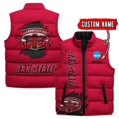 Jacksonville State Gamecocks - Custom Name Unisex Sleeveless Puffer Jacket FT91825