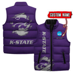 Kansas State Wildcats - Custom Name Unisex Sleeveless Puffer Jacket FT91825