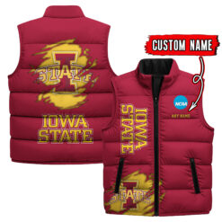 lowa State Cyclones - Custom Name Unisex Sleeveless Puffer Jacket FT91825