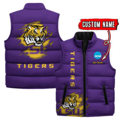 LSU TIGERS - Custom Name Unisex Sleeveless Puffer Jacket FT91825