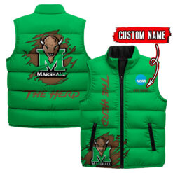 Marshall Thundering Herd - Custom Name Unisex Sleeveless Puffer Jacket FT91825