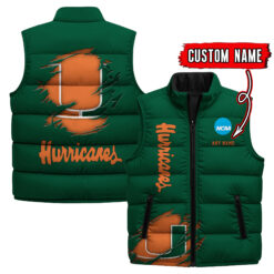Miami Hurricanes - Custom Name Unisex Sleeveless Puffer Jacket FT91825