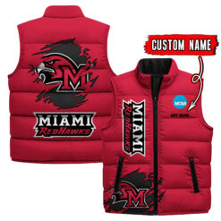 Miami Redhawks - Custom Name Unisex Sleeveless Puffer Jacket FT91825