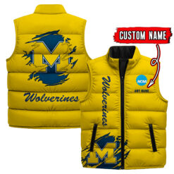 Michigan Wolverines - Custom Name Unisex Sleeveless Puffer Jacket FT91825