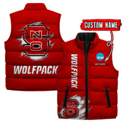 NC State Wolfpack - Custom Name Unisex Sleeveless Puffer Jacket FT91825