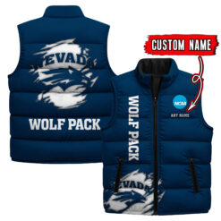 Nevada Wolf Pack - Custom Name Unisex Sleeveless Puffer Jacket FT91825