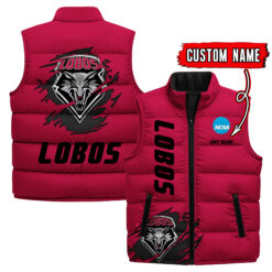 New Mexico Lobos - Custom Name Unisex Sleeveless Puffer Jacket FT91825