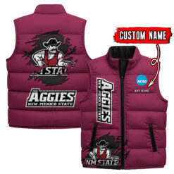 New Mexico State Aggies - Custom Name Unisex Sleeveless Puffer Jacket FT91825