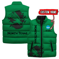 North Texas - Custom Name Unisex Sleeveless Puffer Jacket FT91825