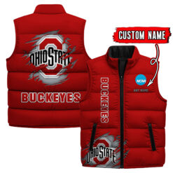 Ohio State Buckeyes - Custom Name Unisex Sleeveless Puffer Jacket FT91825