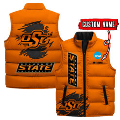 Oklahoma State Cowboys - Custom Name Unisex Sleeveless Puffer Jacket FT91825