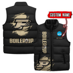 Purdue Boilermakers - Custom Name Unisex Sleeveless Puffer Jacket FT91825