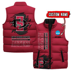 San Diego State Aztecs - Custom Name Unisex Sleeveless Puffer Jacket FT91825