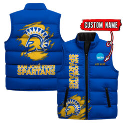 San Jose State - Custom Name Unisex Sleeveless Puffer Jacket FT91825