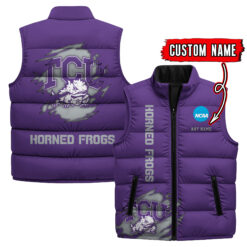TCU Horned Frogs - Custom Name Unisex Sleeveless Puffer Jacket FT91825