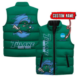 Tulane Green Wave - Custom Name Unisex Sleeveless Puffer Jacket FT91825
