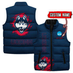 UConn Huskies - Custom Name Unisex Sleeveless Puffer Jacket FT91825
