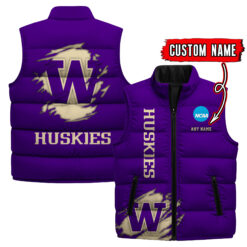 Washington Huskies - Custom Name Unisex Sleeveless Puffer Jacket FT91825