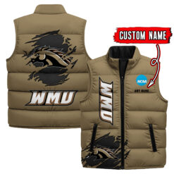 Western Michigan Broncos - Custom Name Unisex Sleeveless Puffer Jacket FT91825