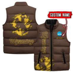 Wyoming Cowboys - Custom Name Unisex Sleeveless Puffer Jacket FT91825