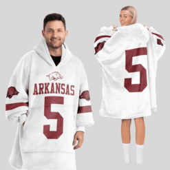 Arkansas Razorbacks - Football Unisex Blanket Hoodie Custom Name And Number