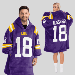 LSU TIGERS - Football Unisex Blanket Hoodie Custom Name And Number