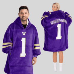 Washington Huskies - Football Unisex Blanket Hoodie Custom Name And Number